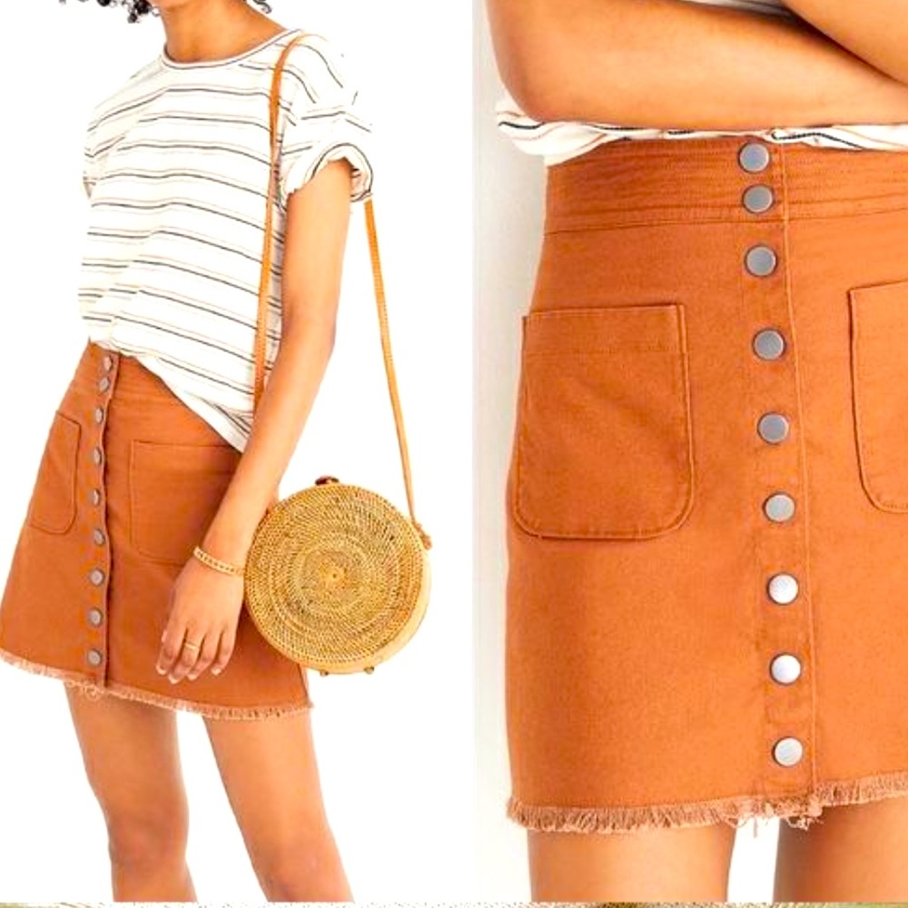 Madewell Snap Front A-Line Mini Skirt 2
